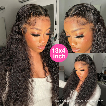 Transparent Curly 13x4 Deep Wave Lace Front Human Hair Wig Brazilian Baby Hair Wet Lace Closure Frontal Wig for Black Women